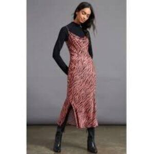 Anthropologie Elyse Bias Cut Tiger Print Slip Midi Dress